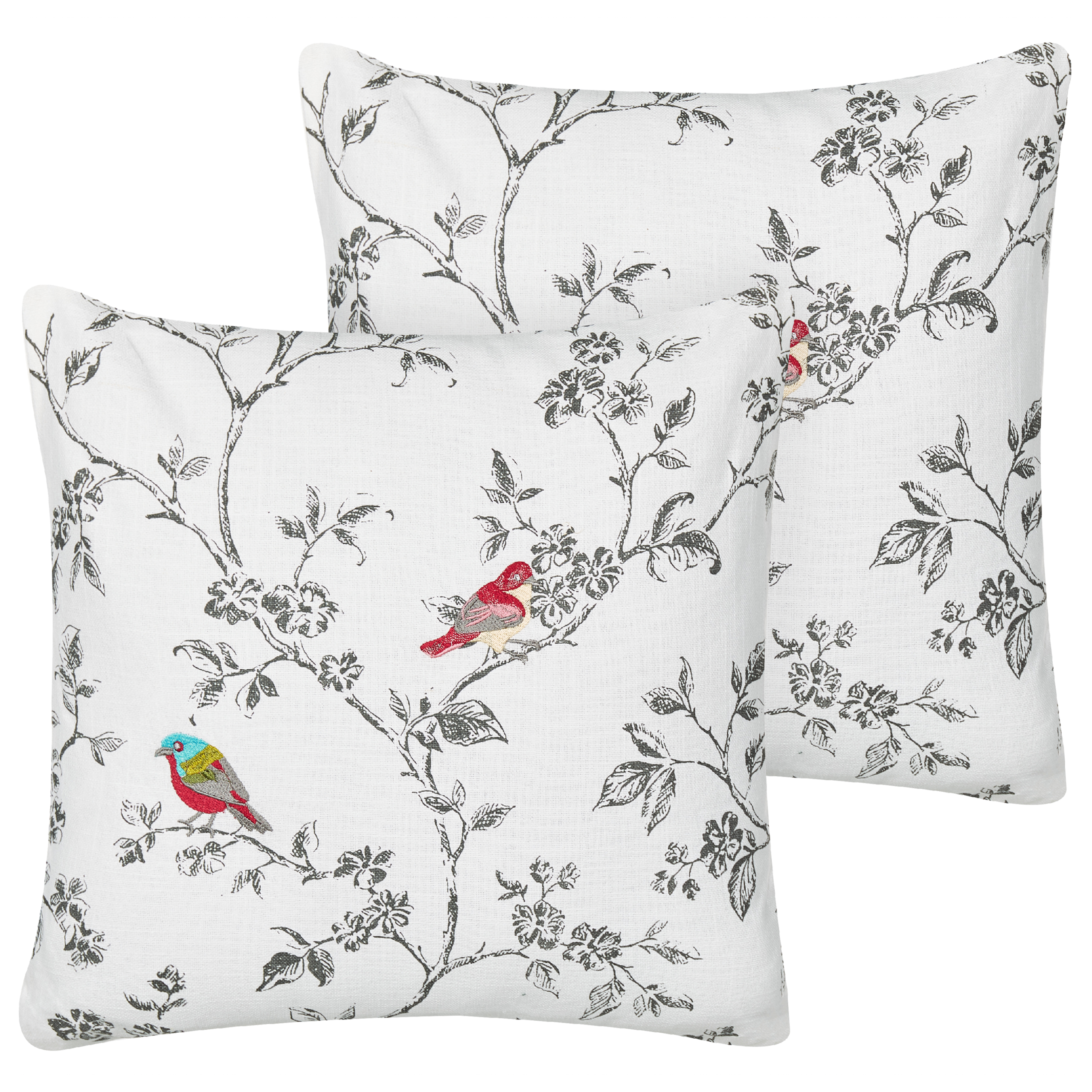 Beliani cojín decorativo dillenia algodón 45 x 45 cm animal bordado blanco