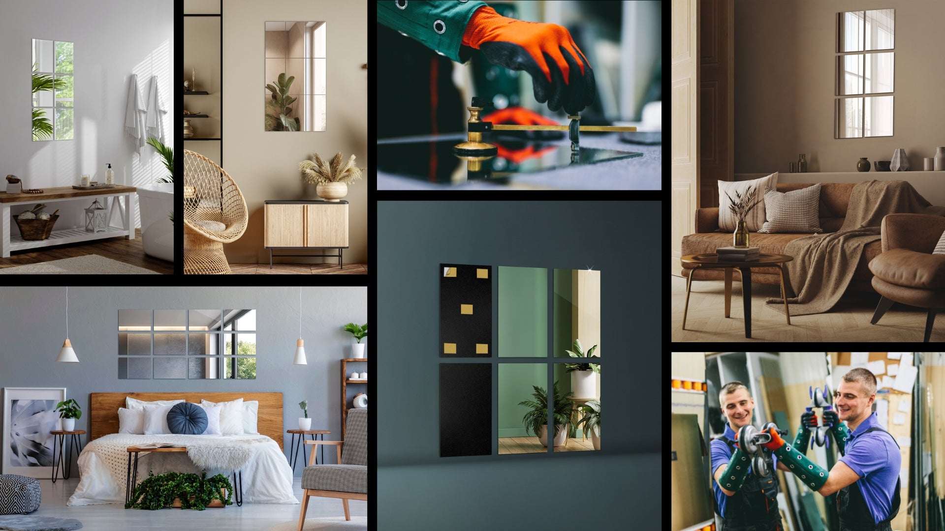 Lot de 6 Carreaux Miroir Autocollants 30x16 cm - Faciles à Appliquer, Effet Miroir - 8