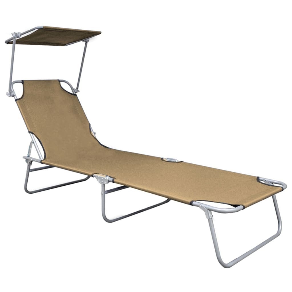 Chaise longue pliable avec auvent Taupe Aluminium - 3