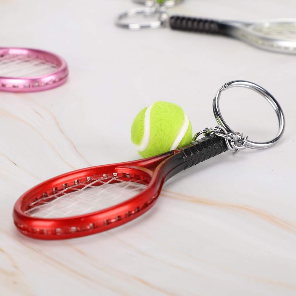 Porte-clés Raquette De Tennis - Lot De 6 Mini Pendentifs Avec Balle, Plastique ABS Coloré, Pour Fans De Sport - 4