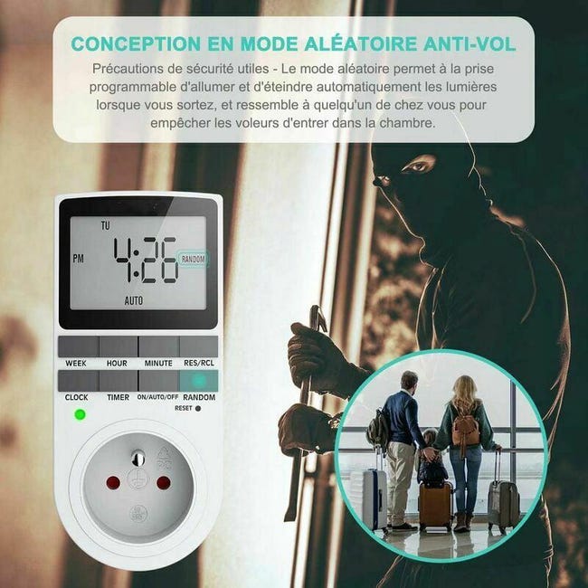 Temporizador digital programável semanal com visor LCD, temporizador elétrico de 12h/24h/7 dias, economia de energia elétrica. - 5
