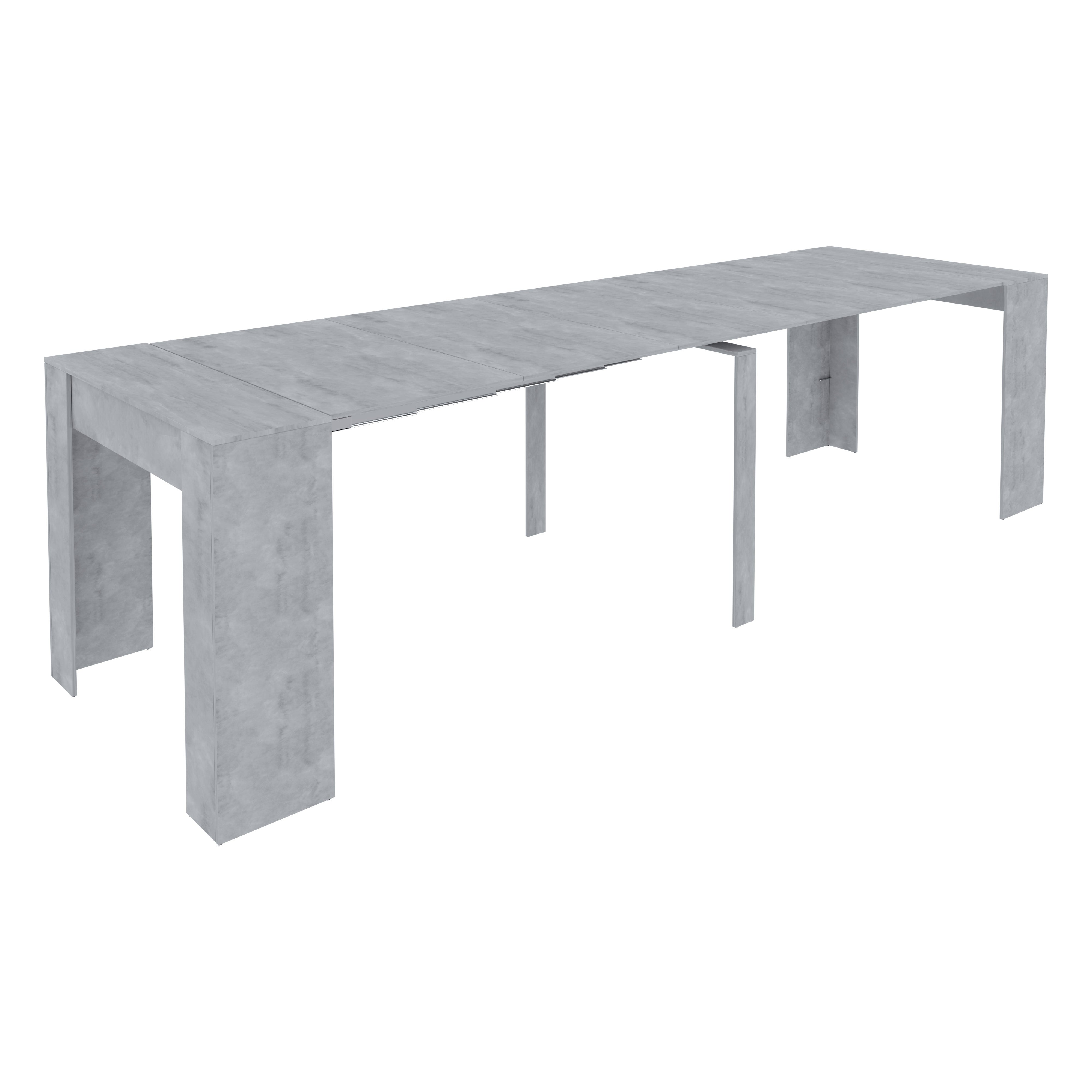 Tavolo allungabile consolle fino a 3 metri 14 posti salvaspazio multiposizione grigio cemento - 7