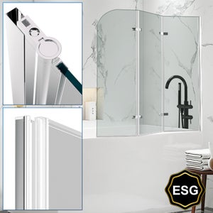 Pare de baignoire en 6 mm verre securit Paroi de douche pliable pour baignoire - 100 x 140 cm - Revêtement Nano facile à nettoyer blanc | Leroy Merlin Pare de baignoire en 6 mm verre securit Paroi de douche pliable pour baignoire - 100 x 140 cm - Revêtement Nano facile à nettoyer blanc | Leroy Merlin