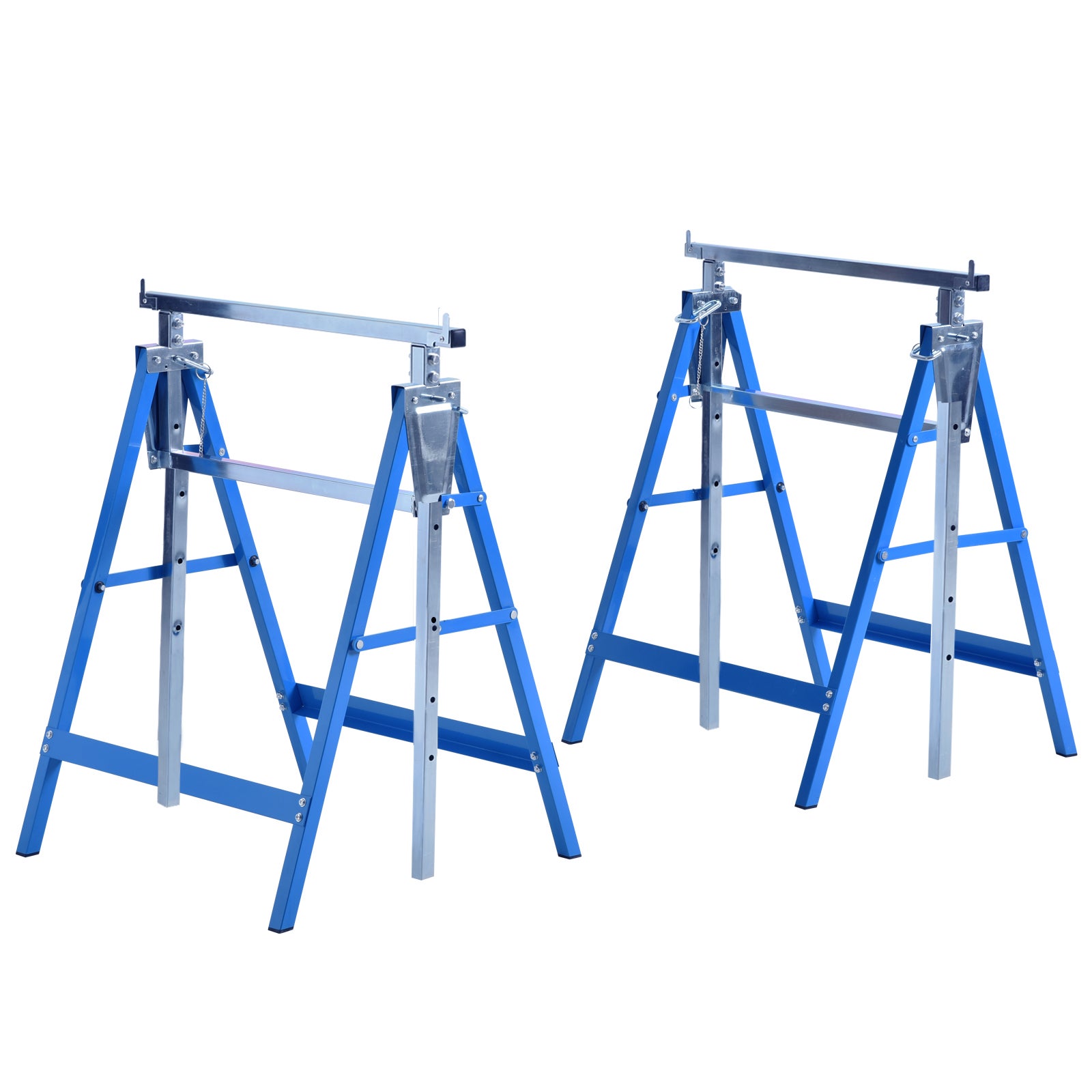 Juego de 2 caballetes plegables telescópicos, altura regulable 80-130 cm, color azul