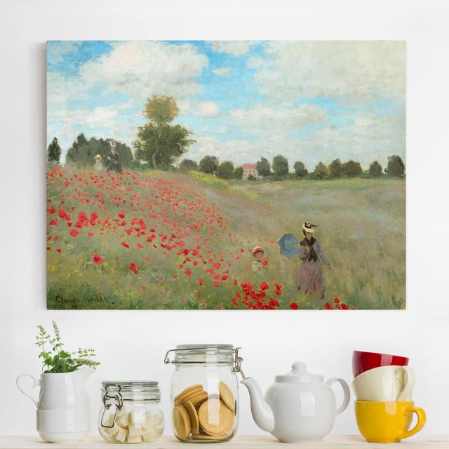 Lienzo cuadro en lienzo bastidor impresion en lienzo verde Claude Monet prado de flores pintura 163 dormitorio salón pasillo 100 x 75 cm