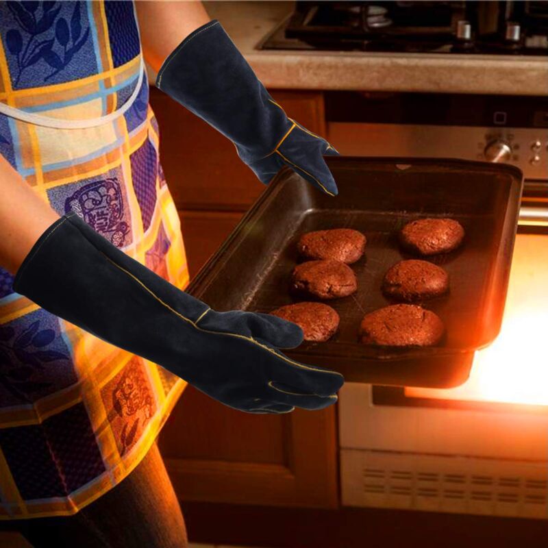 Gants de Soudeur en Cuir 932 ḞF, Gant de Soudage Cuisine Haute Température pour Travail BBQ Four Jardinage 40 CM - 2