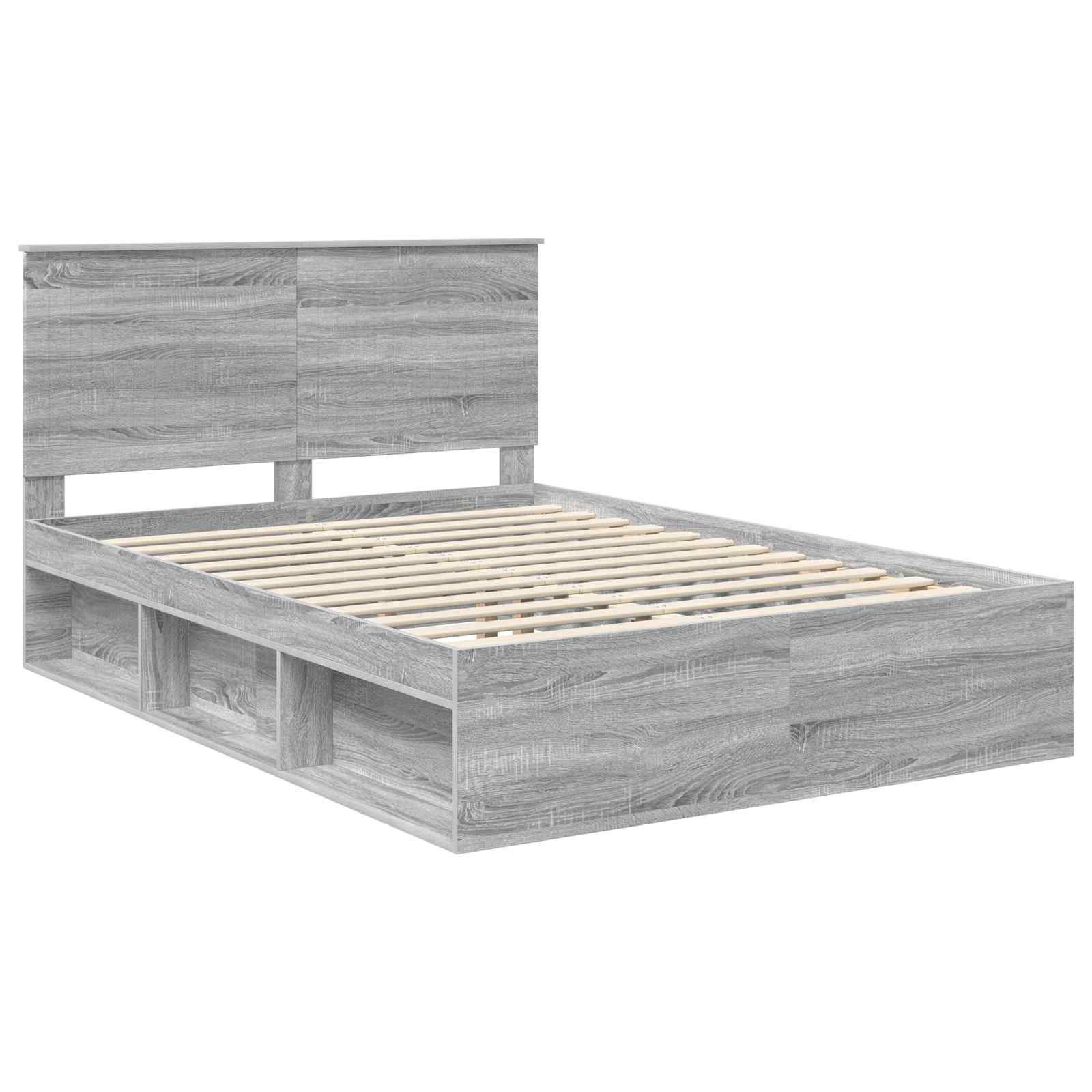 Cadre de lit Gris 140 x 200 cm Bois de pin massif - 2