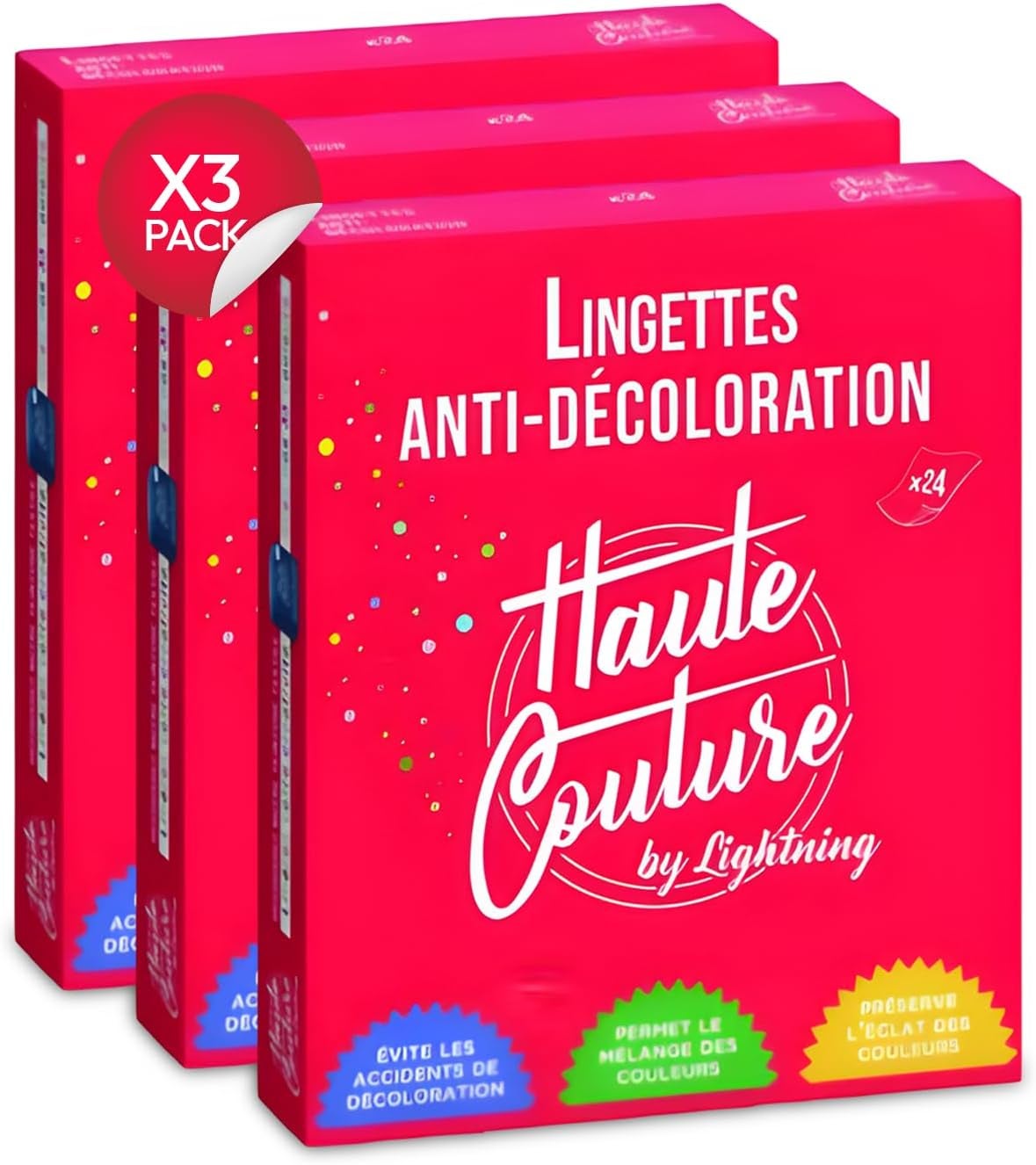 Lingettes Anti-Décoloration Pour Linge - Lot De 3 X 24 Lingettes HAUTE