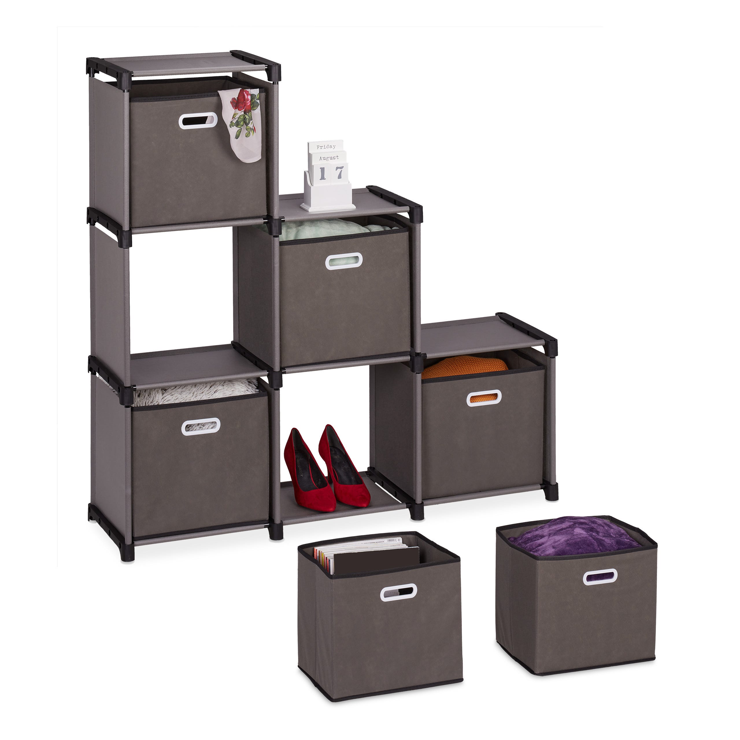 Relaxdays Etagère Enfants Avec 6 Boites De Rangement, 1 Compartiment En Tissu Hlp 81 5x95 5x37 Cm Pour Jouets Marron 85002711 Relaxdays Etagère Enfants Avec 6 Boites De Rangement, 1 Compartiment En Tissu Hlp 81 5x95 5x37 Cm Pour Jouets Marron 85002711