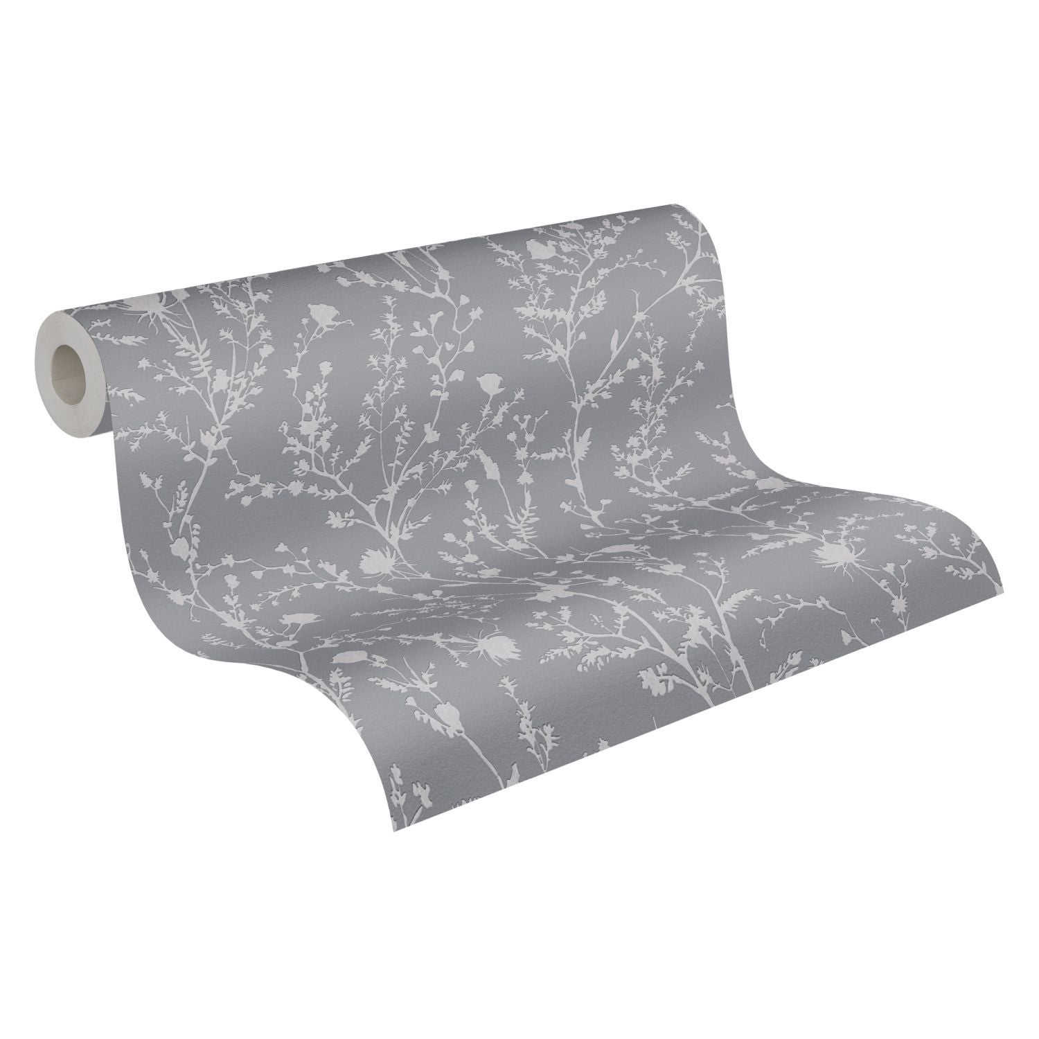 Tapeta kwiaty szarymIsrebrnym - 53 cm x 10.05 m - A.S. CRÉATION