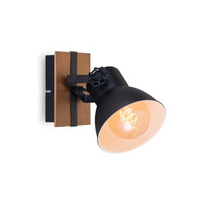 Applique Murale LED Briloner 2861-015 - 1 Spot Orientable GU10, 5W, 460 Lumen, 3000K Blanc Chaud - Noir Métal (12x8x12 Cm)