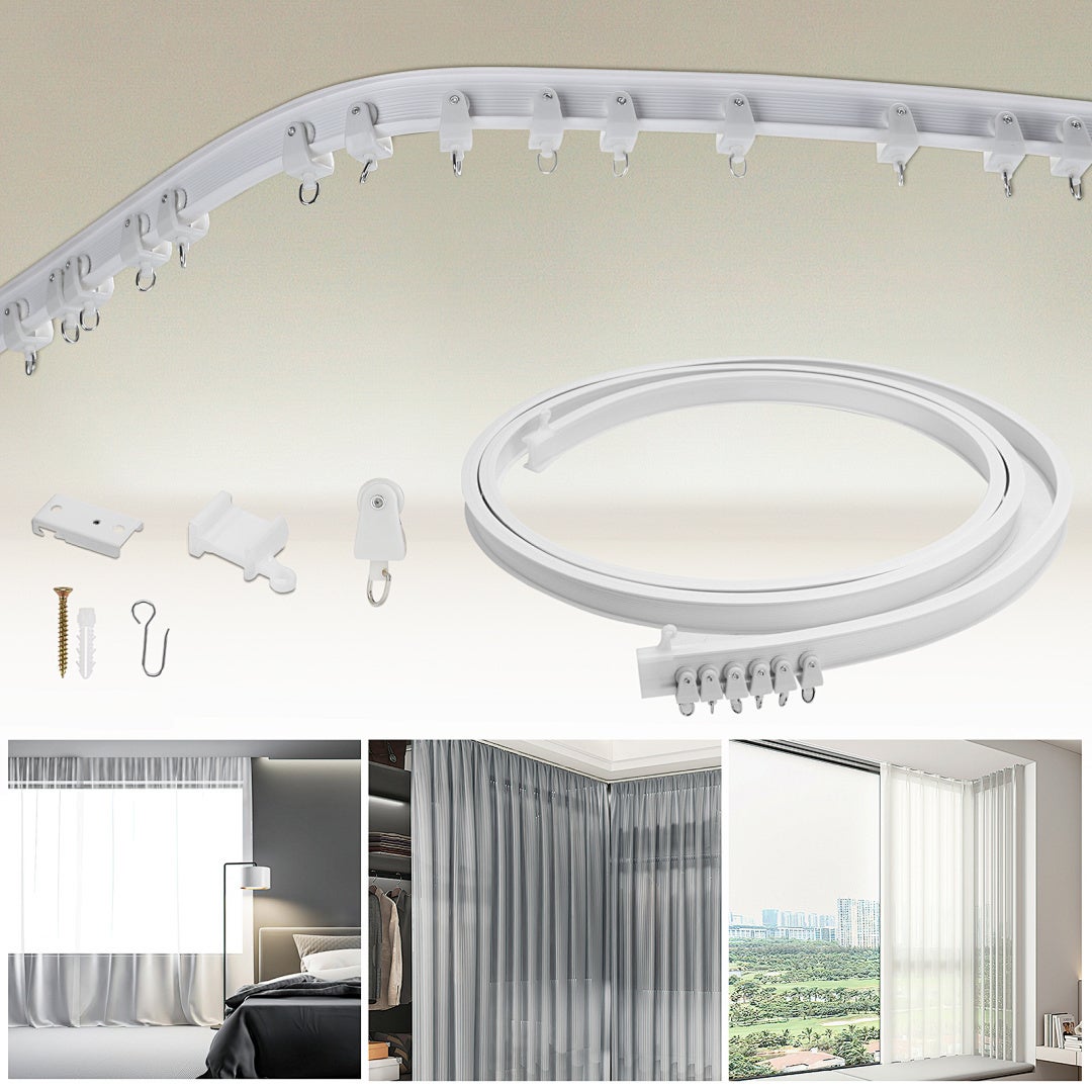 Kit de Rail de Rideau Plafond Pliable, 3M Rail de Rideau Flexible avec ...