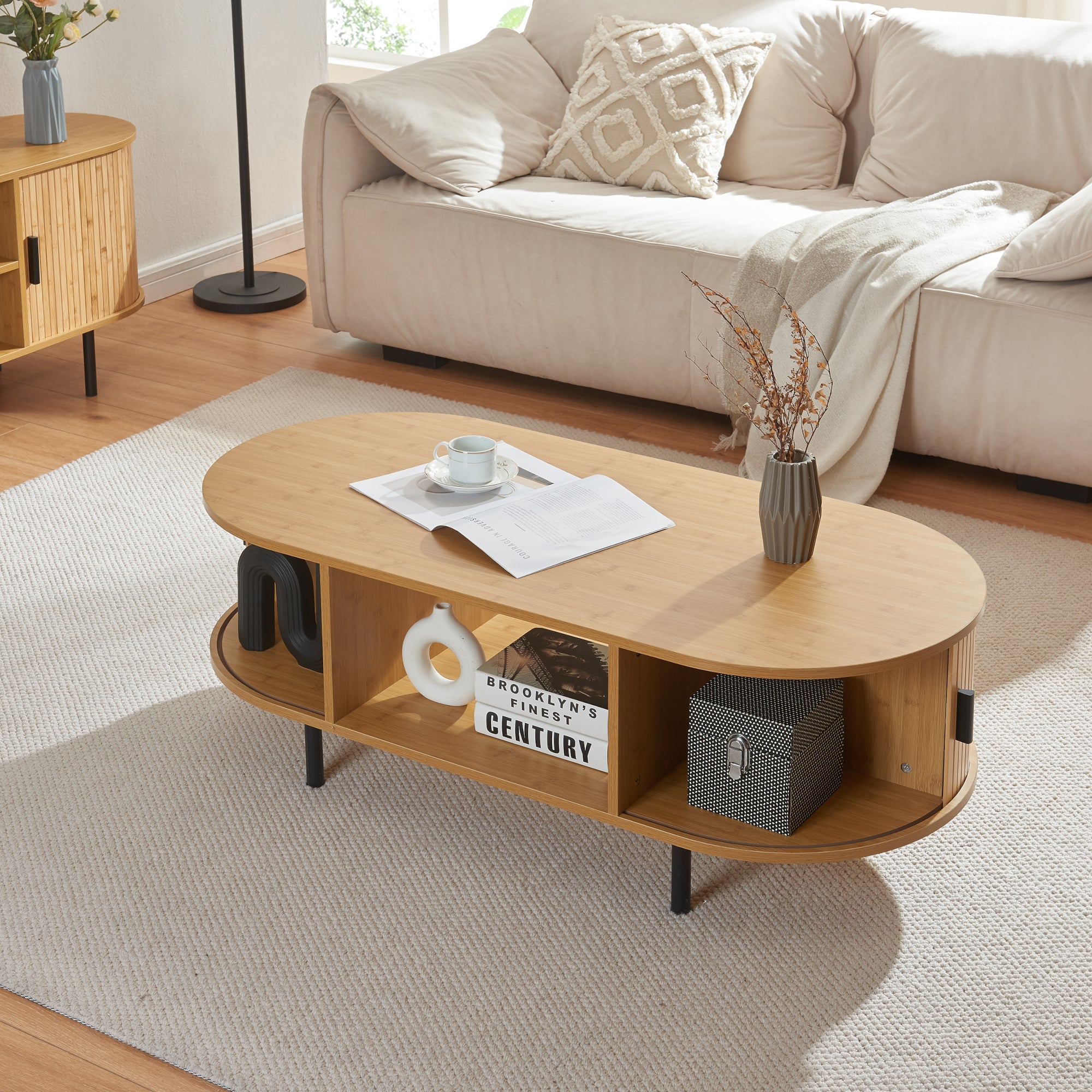 Table basse Tvedestrand 120 x 55 x 40 cm naturel noir [en.casa] - 2