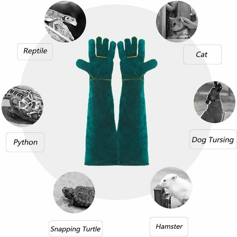 Anti-Morsure Gants de Manutention pour Animal, Sécurité Cuir Gants de Travail pour Le Bain, Le Toilettage, la Manipulation, - Gants de Protection - 2