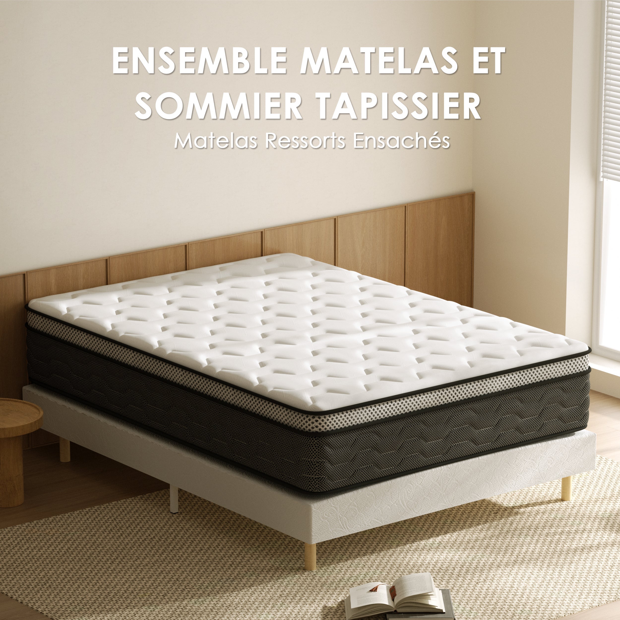 DEWINNER Ensemble matelas + sommier 160x200 cm, épaisseur du matelas 30cm - 4