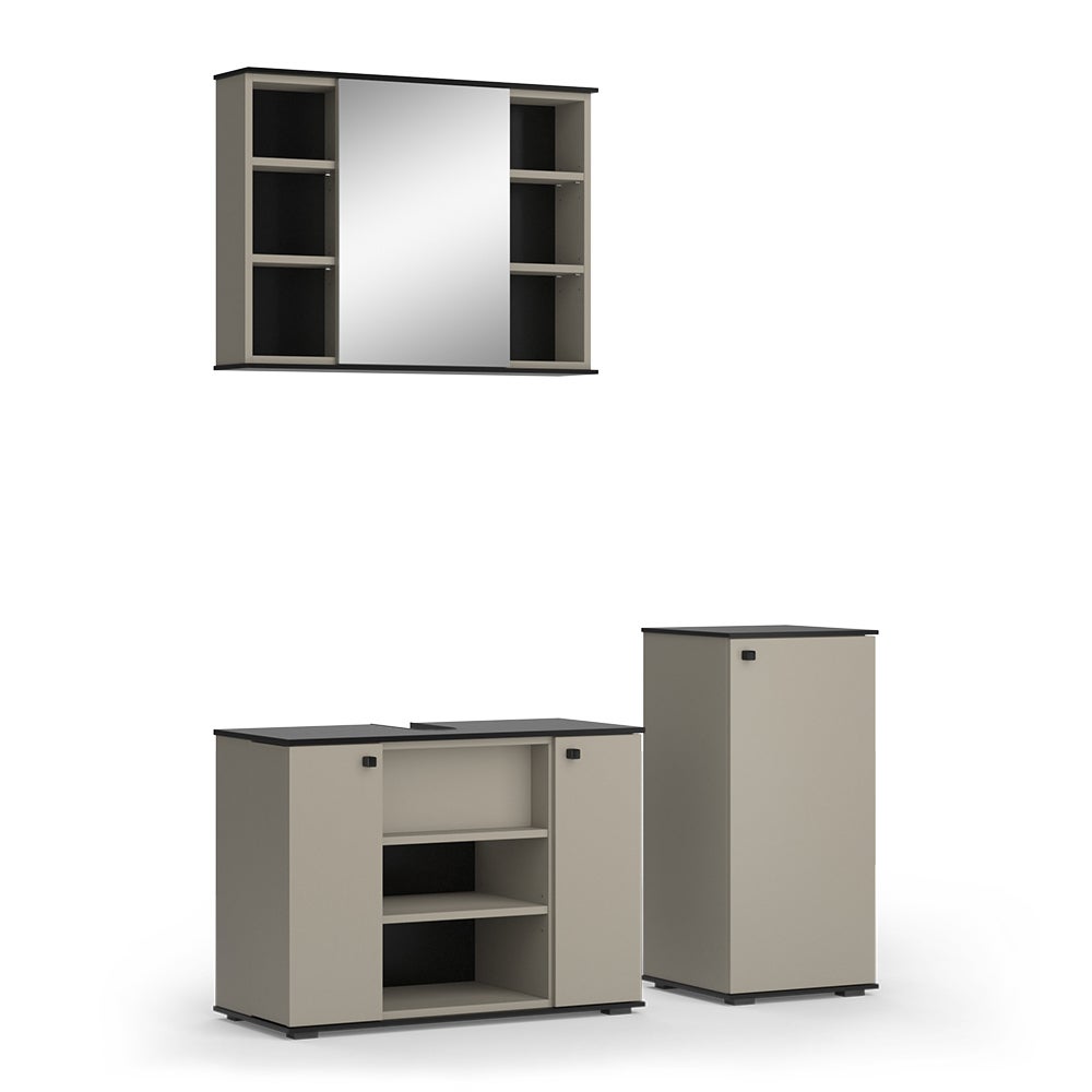Vicco Zestaw mebli łazienkowych Joli, Szary, 3 sztuki, z szafką midi