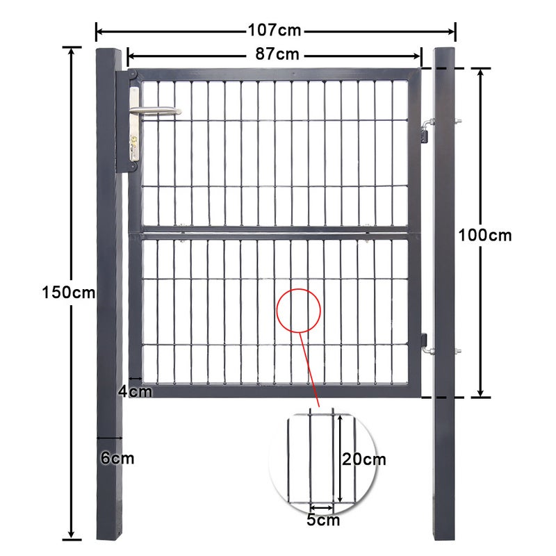 Portail de jardin galvanisé porte cour porte système Porte de jardin enduit de poudre 100x100cm - 3