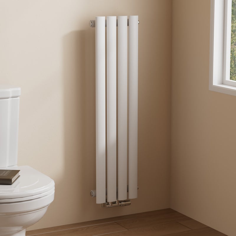 EMKE Grzejnik Stalowy Pojedynczy Pionowy 266W, 90x24 cm, 6 bar, do 4 m² – Biały