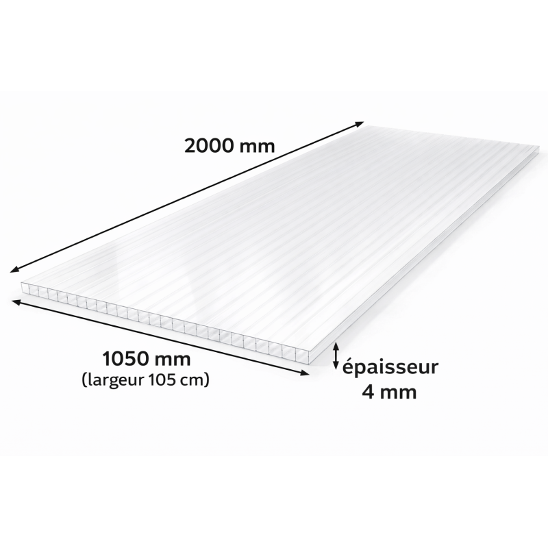 Placa de policarbonato alveolar transparente 4mm - 105x200 cm - 2