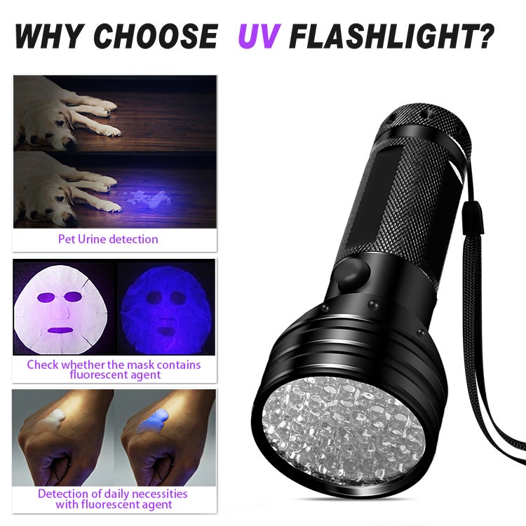 Torcia UV LED 395nm Penna Luce Nera Ultravioletta Portatile 5W