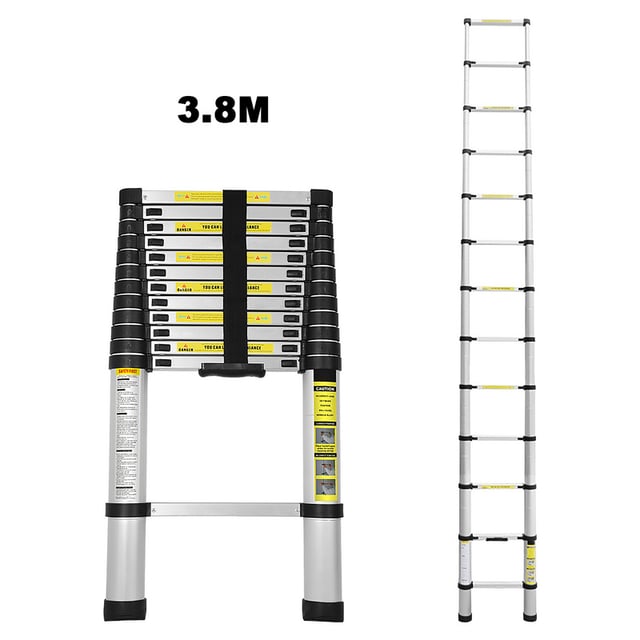 Scala telescopica allungabile fino a 150 kg Stabile scaletta in alluminio 3,8 m