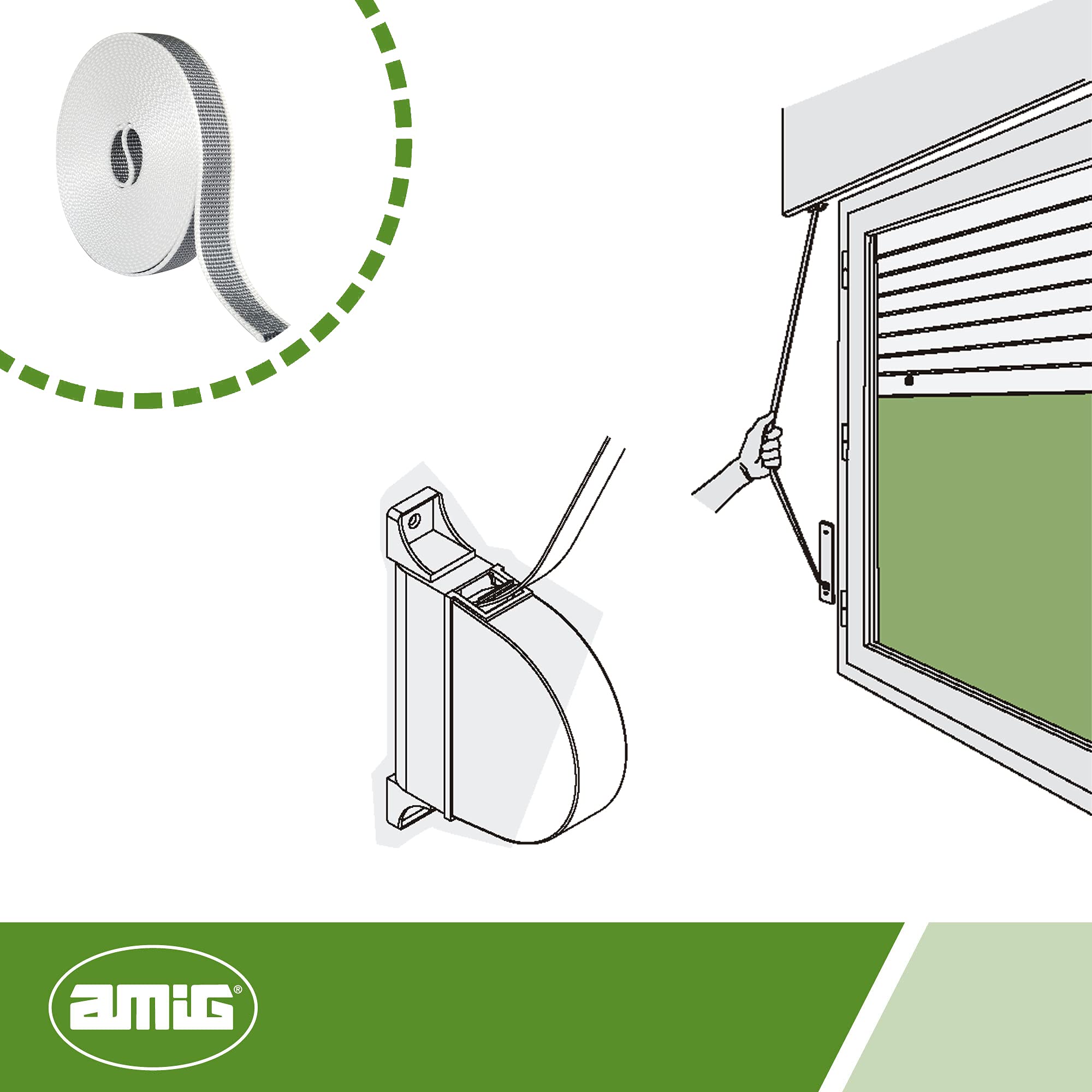 Amig - Cinta para Recogedor de Persianas Enrrollables | Cuerda de Repuesto para Carrete de Persiana de Toque Suave y Rígido | Resiste Rayos UV y Abras - 3