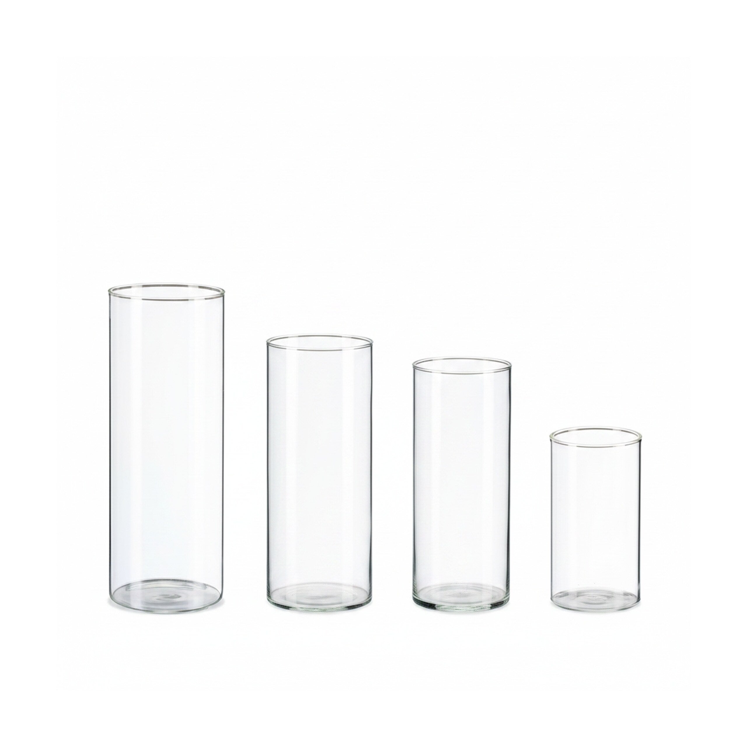 Conjunto de 4 vasos de vidro para flores e velas, 4 tamanhos: 10 x ø 5,5, 15 x ø 6,5, 20 x ø 8 e 25 x ø 9,5 cm, transparentes, Relaxdays - 6