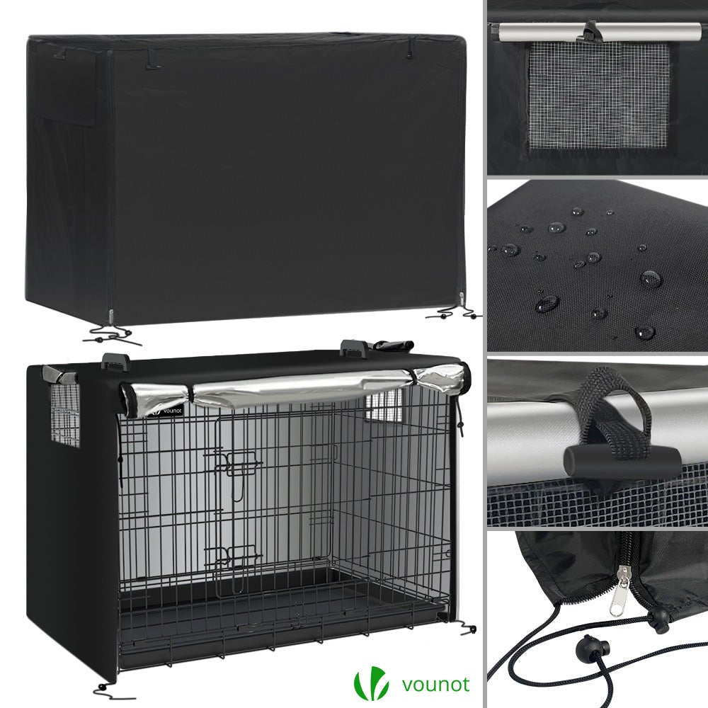 Cage pour chien pliable avec 2 portes verrouillable plateau amovible et housse de protection 92x58x64cm VOUNOT® - 6