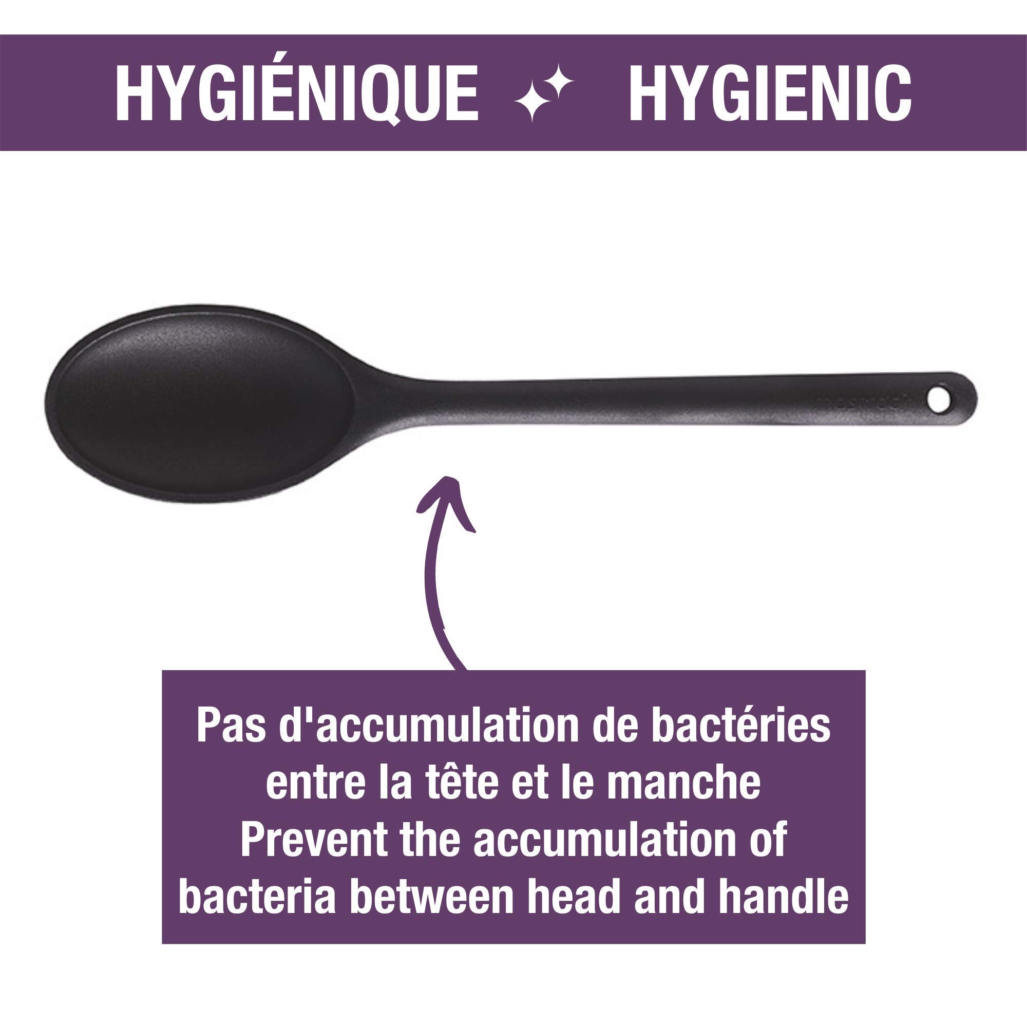 MASTRAD - Cucchiaio da cucina - Preparazione, on, Mescolare - Unibloc - Silicone - Non graffiare le pentole - Rosso