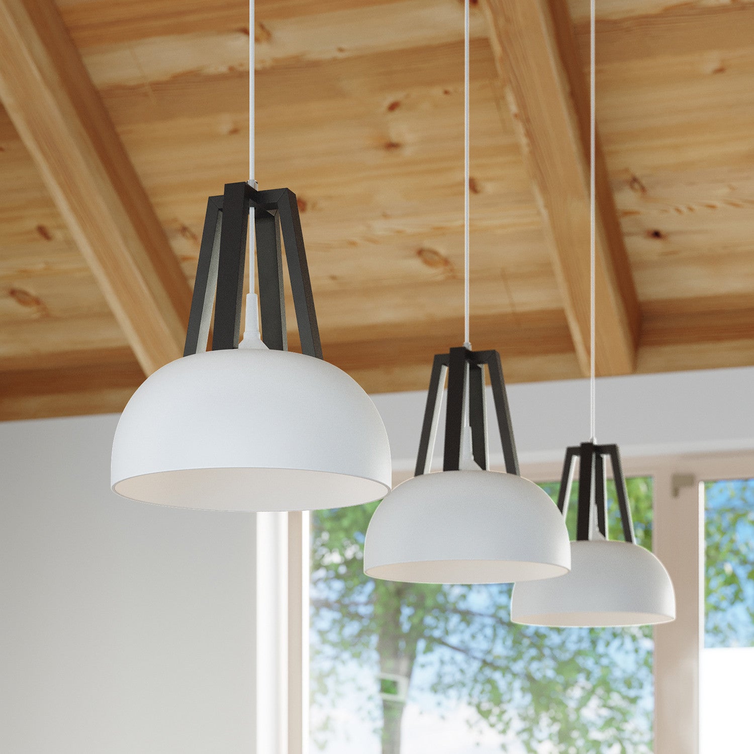 Suspension Acier Blanc/Noir E27 1 Casco - 6