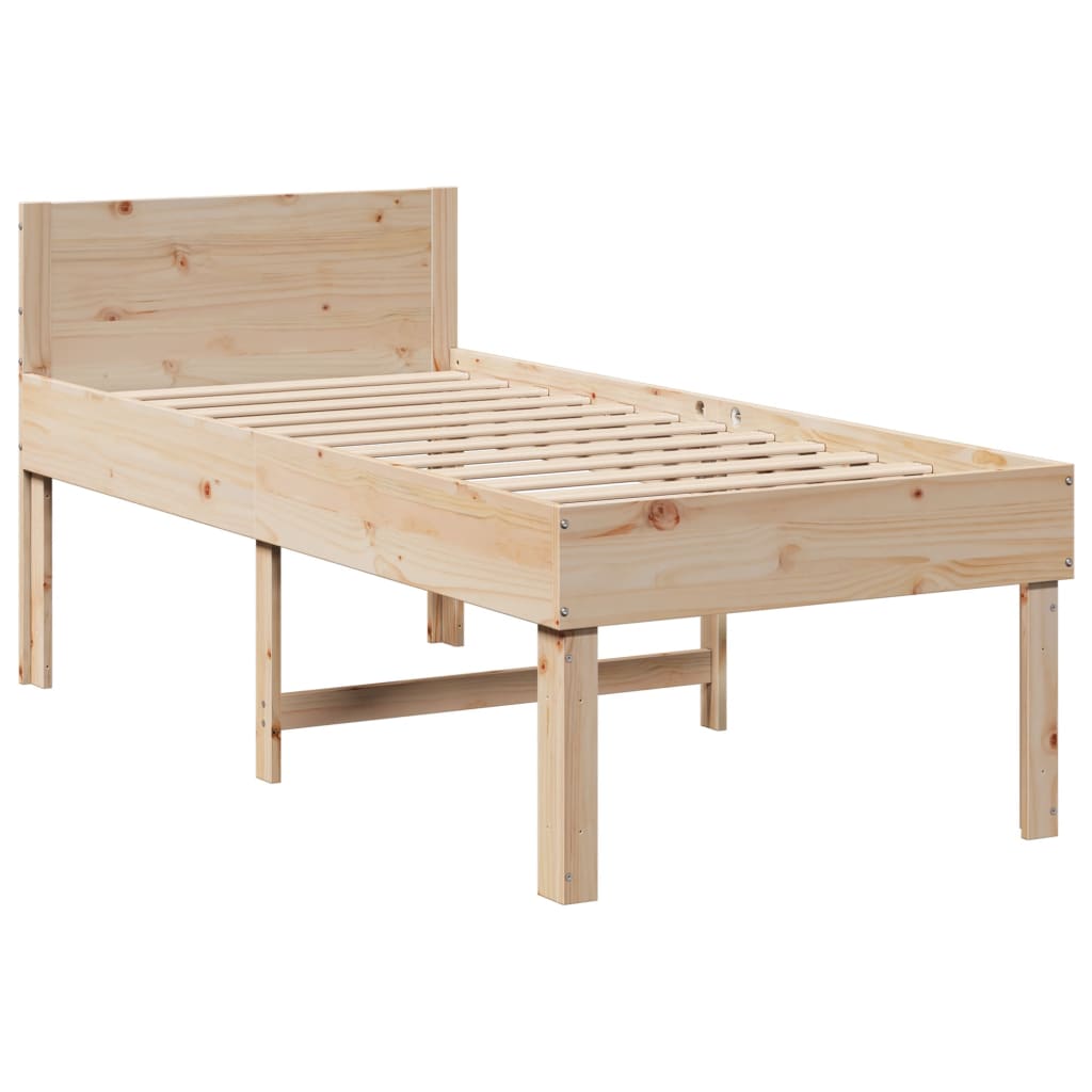 Cadre de lit sans matelas 75x190 cm bois de pin massif - COMFORTXL - 3