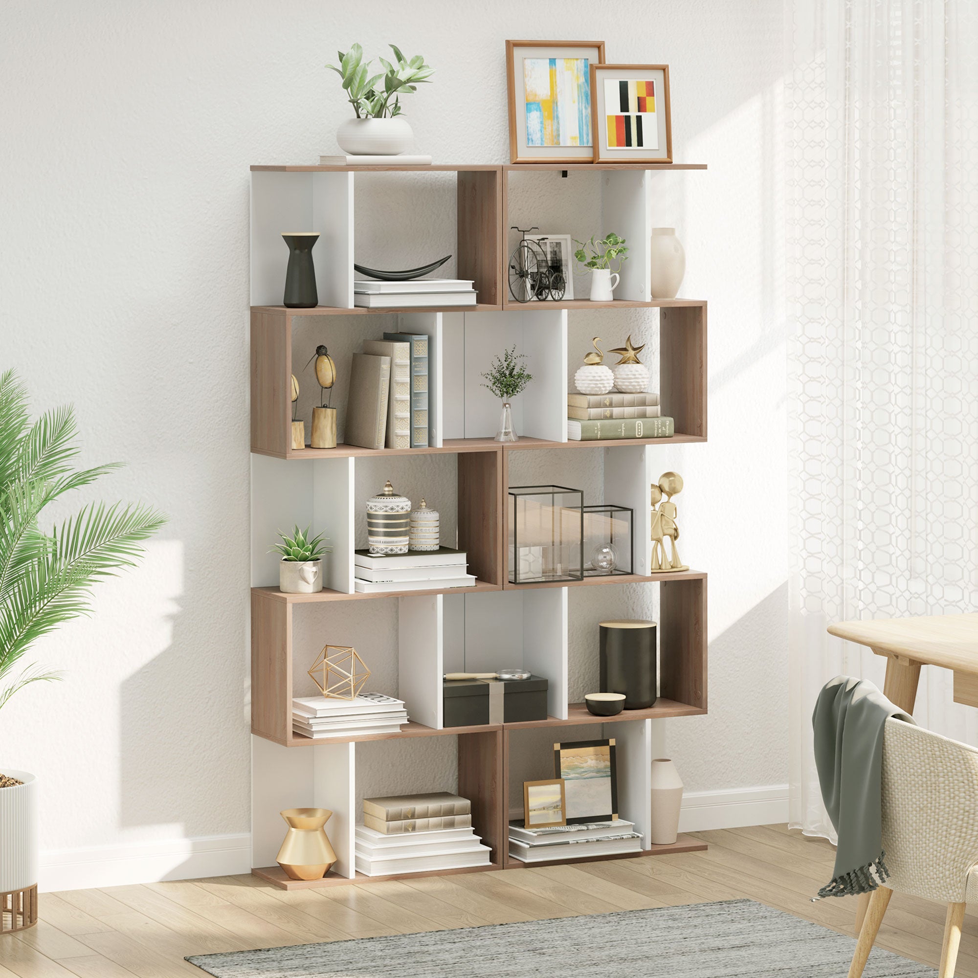 HOMCOM Libreria Moderna 5 Ripiani Pratici Finitura Eccellente, Superficie Liscia e a Prova di Umidità in Legno Truciolato Bianco 60×24×184.5cm - 7