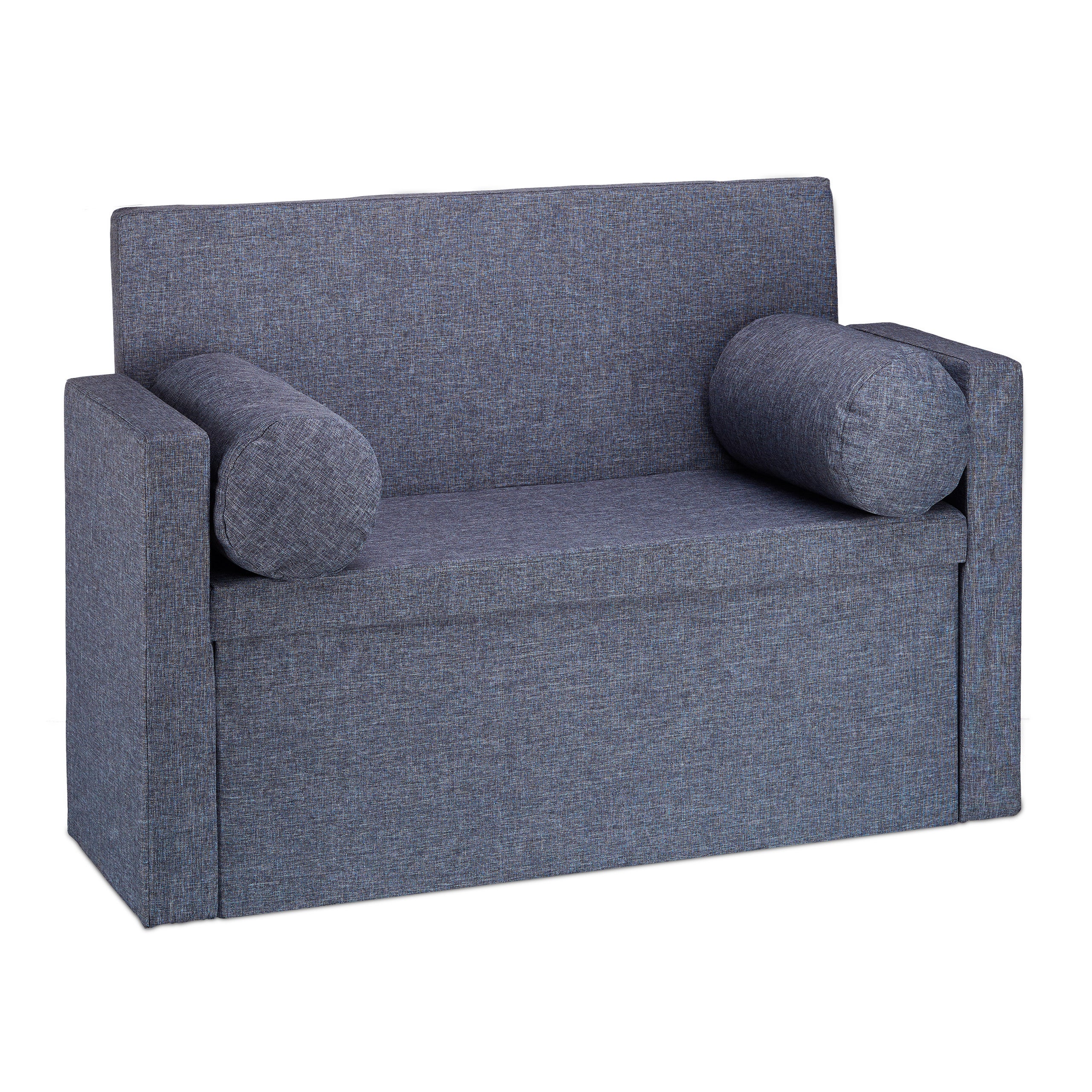 Banc dossier 2 places banquette coffre de rangement pliable assise pratique pliant HxlxP: 75x115x47 cm, gris, Relaxdays - 8