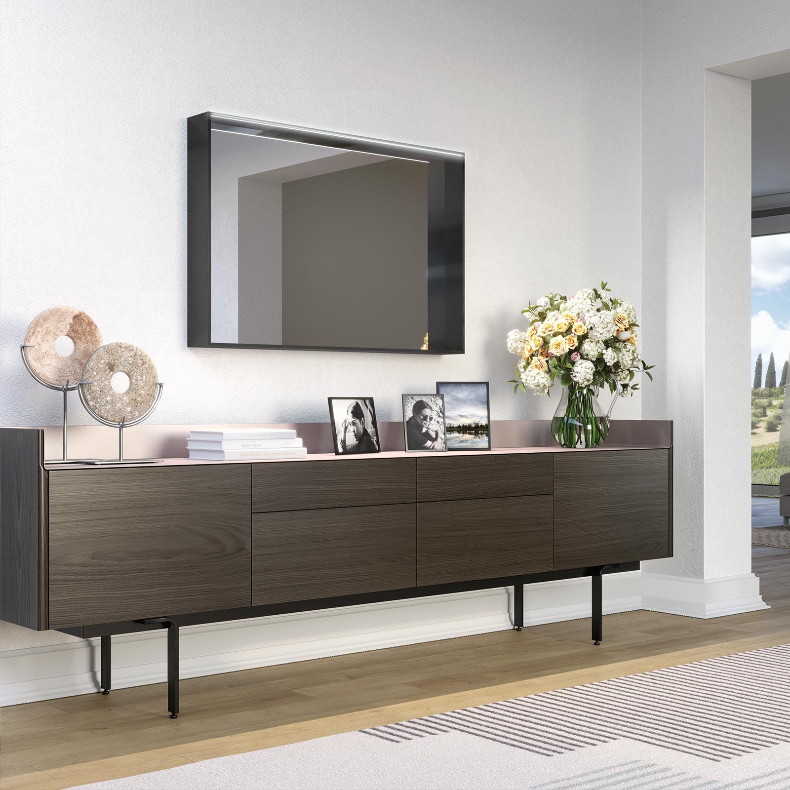 Specchio Da Parete Con Luci LED - 120x37cm, 3 Colori Regolabili, Bianco, Con Ganci, Per Ingresso O Camera - Foto 3