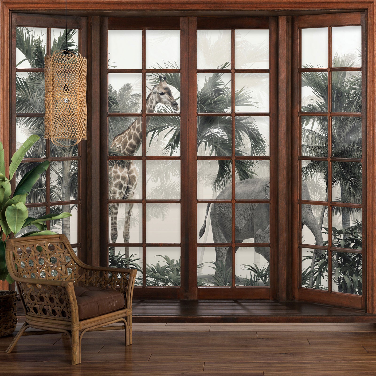 Sticker Trompe L'Oeil Porte Coucher De Soleil - Grande Dimension 83cm X 205cm