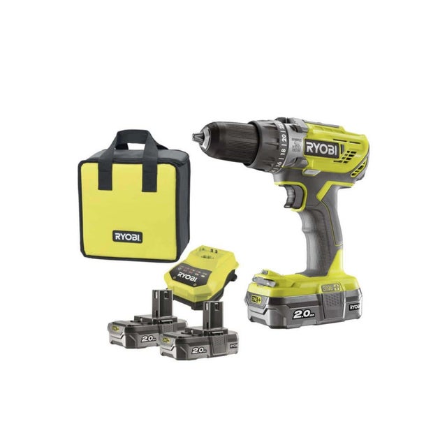 Perceuse-visseuse à percussion RYOBI 2 vitesses 18V ONEPLUS - Batteries LithiumPlus 2x 2,0 Ah R18PD3-220S
