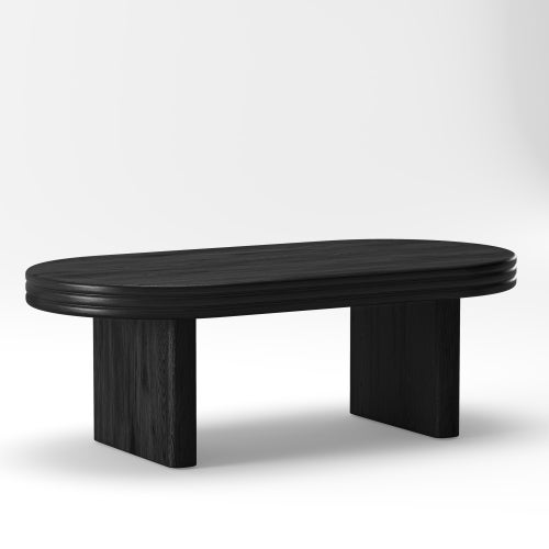 Table basse ovale noir, table d'appoint, table de salon en bois, pour salon et bureau - 7