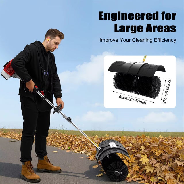 AUTRUCKER Balai motorisé thermique portatif — Outil de nettoyage et balayeuse de pelouse à essence 2 temps (52 cc) pour le nettoyage des allées