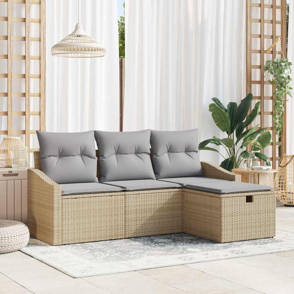 Zestaw Sof z poduszką 4 pcs polirattan vidaXL
