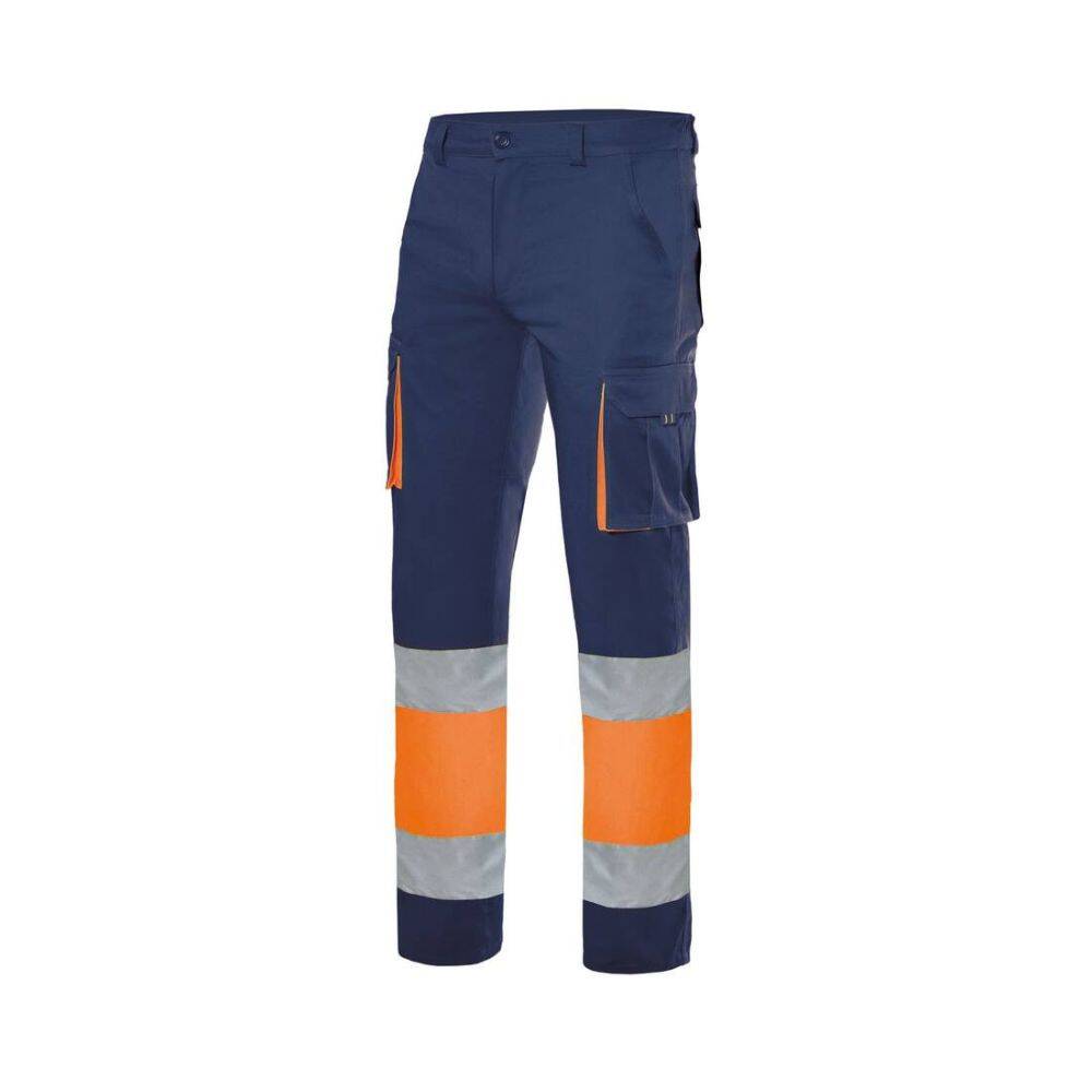 Pantalon 100 Algodon Alta Visibilidad Azul Navy Naranja Fluor T M Leroy Merlin