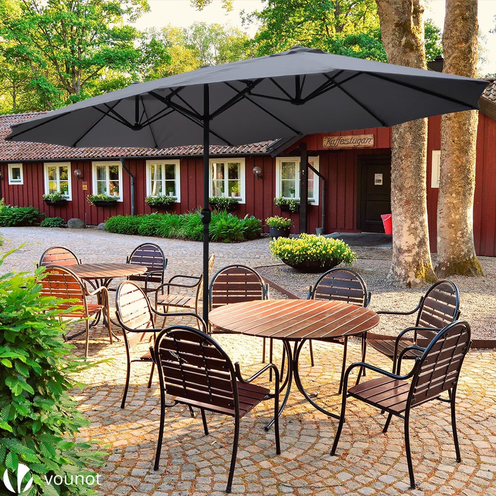 Parasol Jardin Double Aluminium 270 x 460 cm gris VOUNOT® - 5