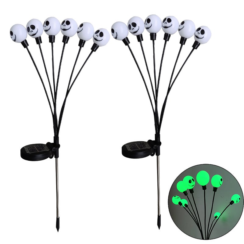 Solarne lampy-duchy do dekoracji na Halloween, 6 LED – Kołyszące się lampy solarne – Wodoszczelne lampy solarne na Halloween – Zestaw 2 sztuk