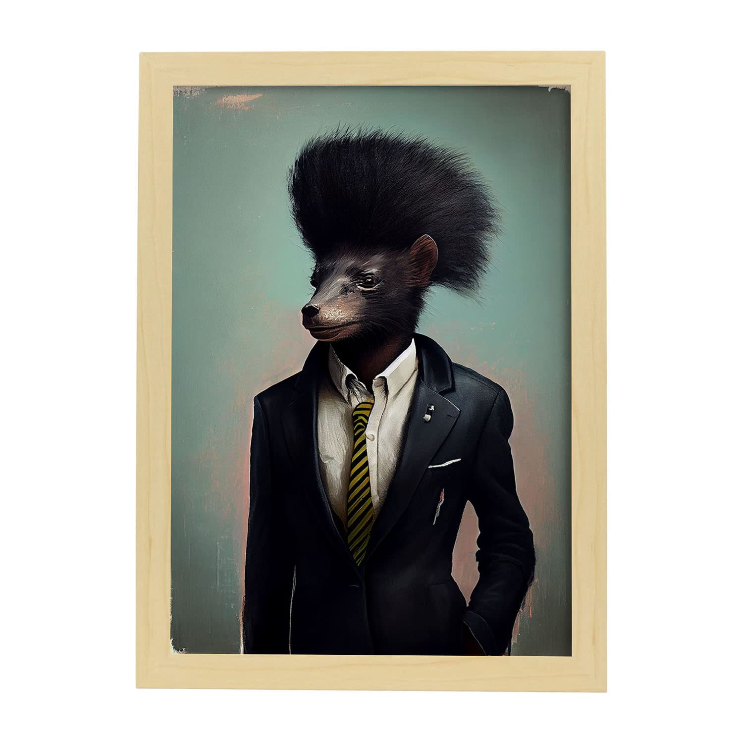 Nacnic poster de mofeta en estilo de fotografía a todo color divertidas ilustraciones realistas de animales con ropa humana a3 marcos madera