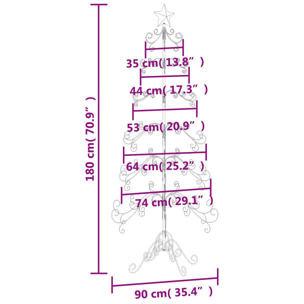 Árvore de natal para decoração metal preto 180 cm - COMFORTXL - 7