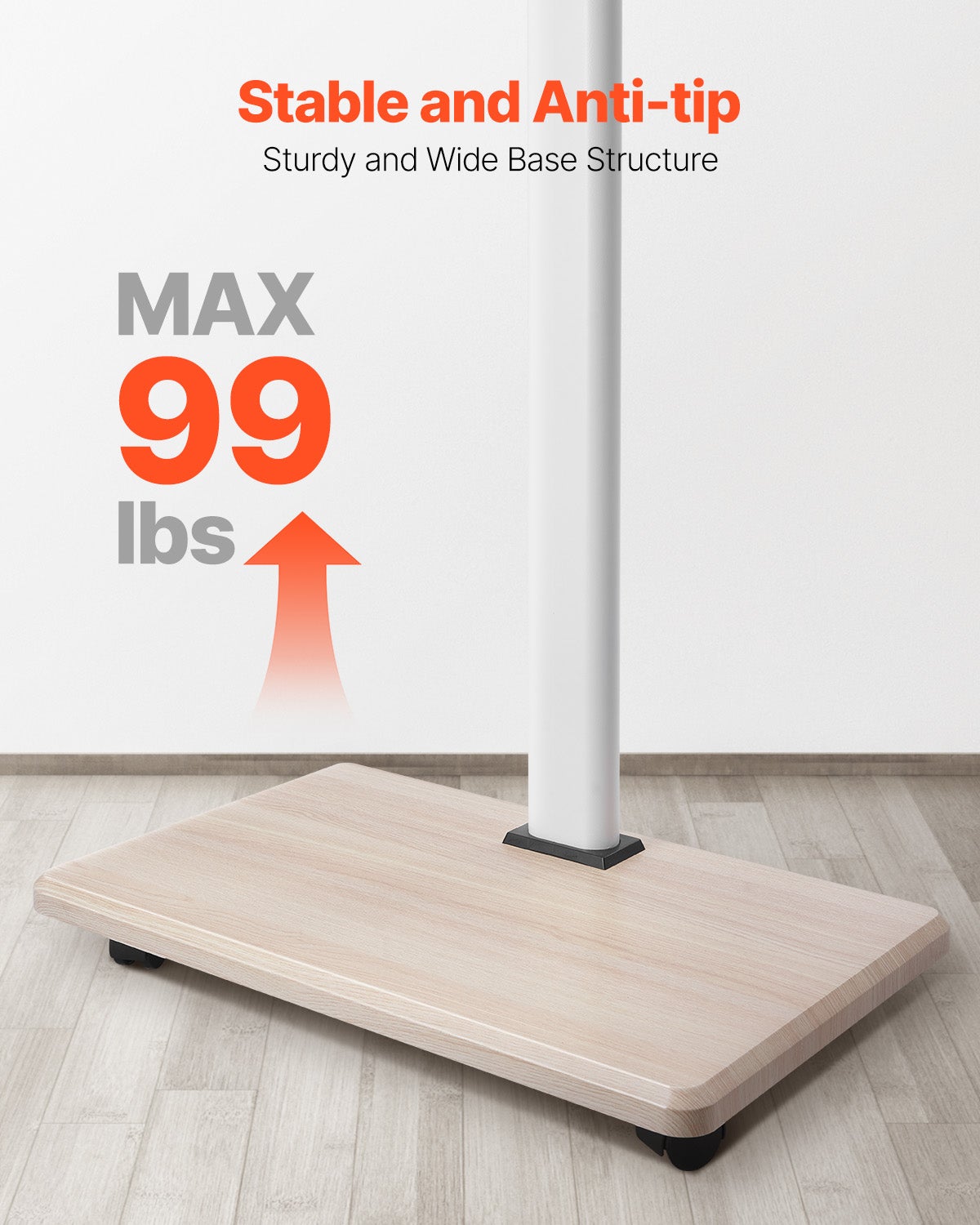 Support TV mobile,VEVOR pour écrans de 32 à 70 pouces,rotation gauche-droite 25° et hauteur réglable,jusqu'à 45 kg,chariot TV pour salon,bureau - 4