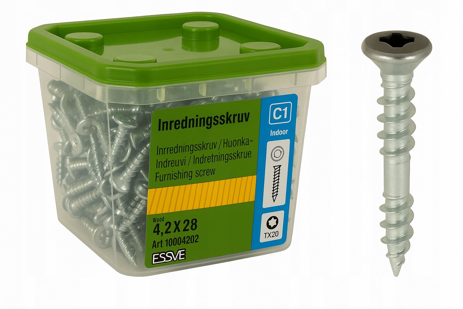 Wkręty do drewna, mebli, korpusów ESSVE 4,2x28mm SREBRNE 250szt.
