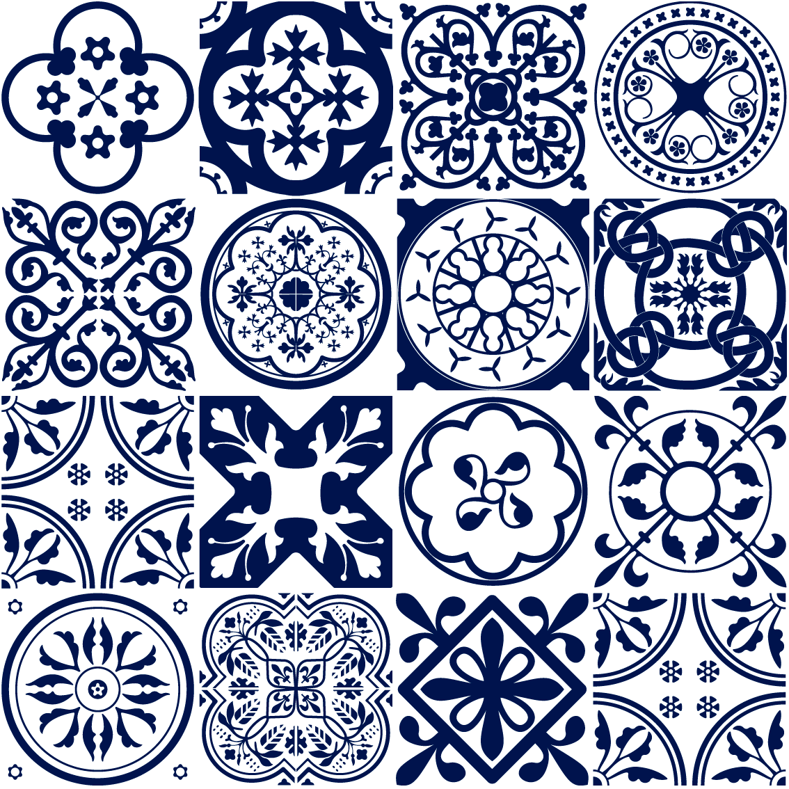 16 adesivo piastrelle azulejos ornamenti floreali blu - Sticker adesivo - adesivi murali - 16stickers20x20cm - 2
