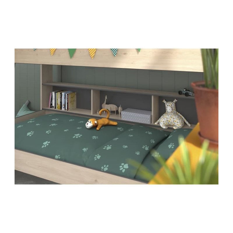 PARISOT Lits superposes enfant - Decor Chene Jackson et Gris Ombre - Sommiers inclus - 2 x 90 x 200 cm - JIM - 4