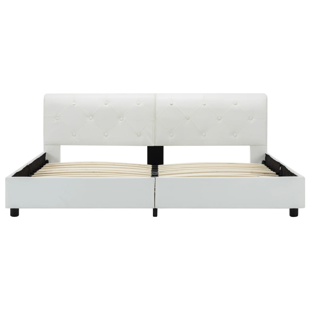 Maison Exclusive - Estrutura de cama 160x200 cm couro artificial branco - 4