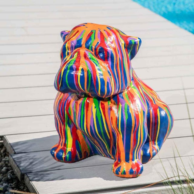 Tête De Chien Bouledogue Français - Sculpture Murale Fonte - Patine Antique - 17 Cm